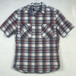 Carhartt Men’s MEDIUM Relaxed Fit Button Front Shirt Plaid Checkered Casual